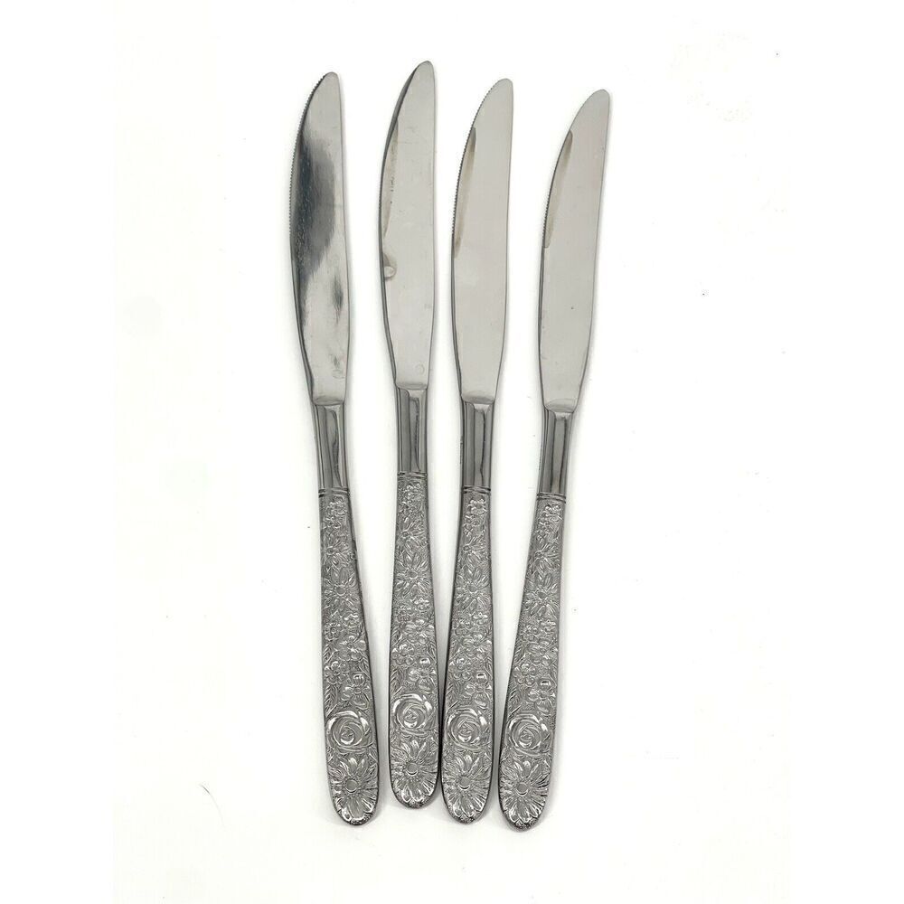 Stanley Roberts SRB180 Dinner Knife 8 1/2” Floral Stainless Taiwan Set Of 4